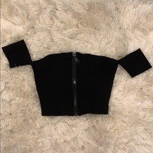 Black zipper crop top size large